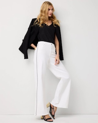 Piping Detail High Rise Wide Leg Jean