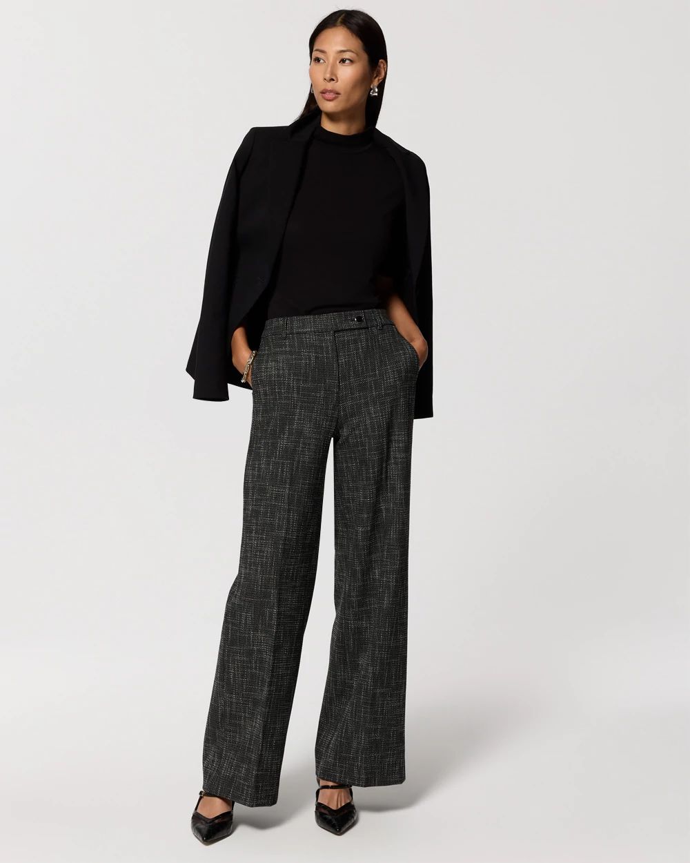 Tweed High Rise Wide Leg Pant click to view larger image.