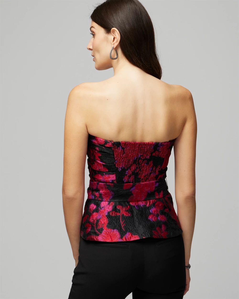 Jacquard Tie Waist Bustier Top
