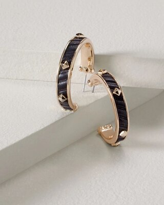 Goldtone & Studded Leather Hoop Earrings