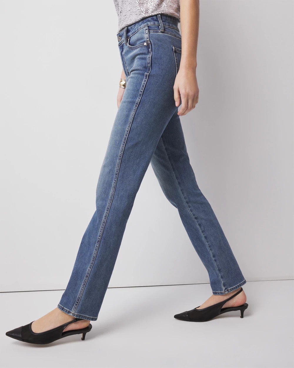 Petite High-Rise Straight Full-Length Jeans