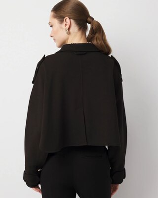 Cropped Knit Trench Jacket click to view larger image.