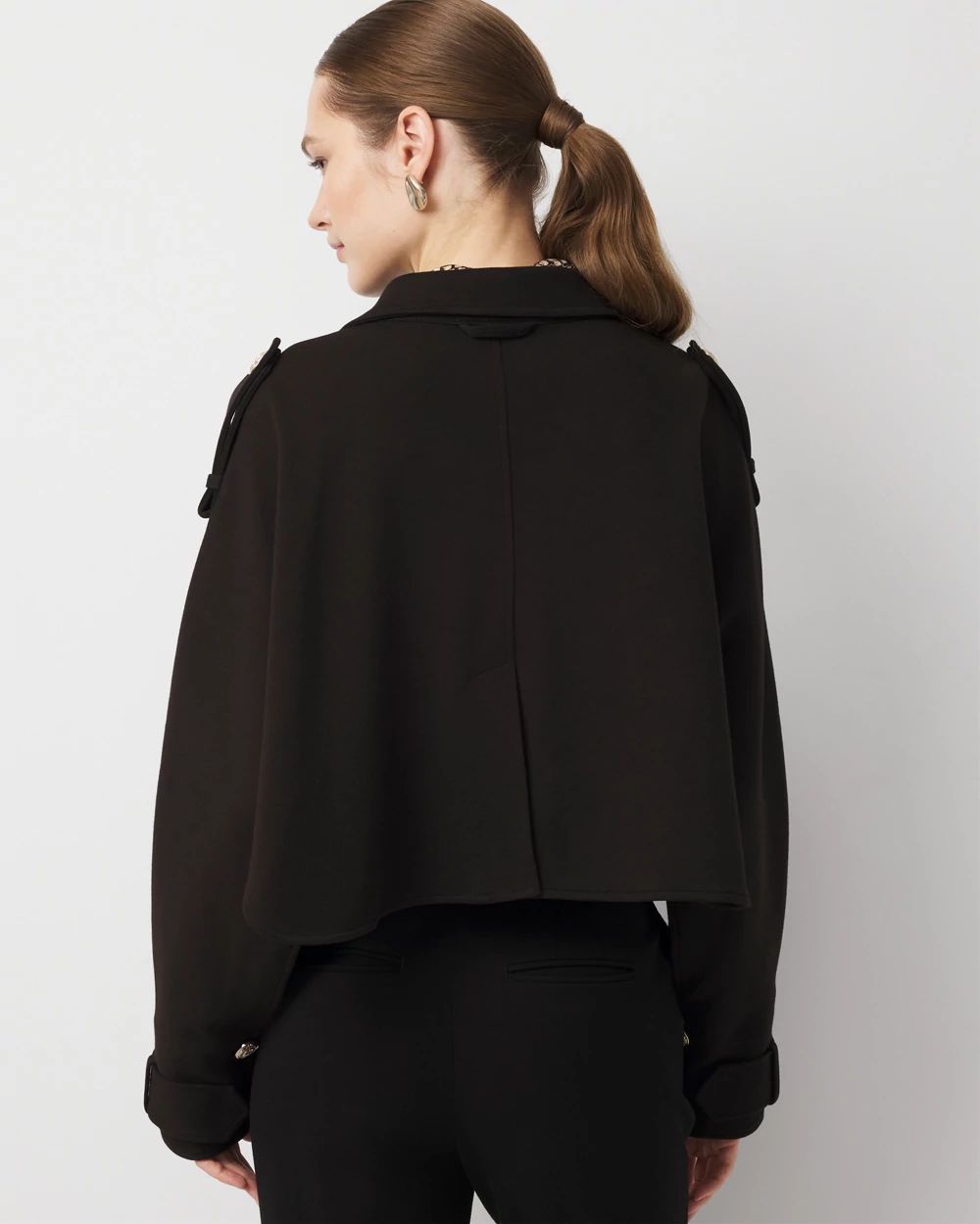 Cropped Knit Trench Jacket click to view larger image.