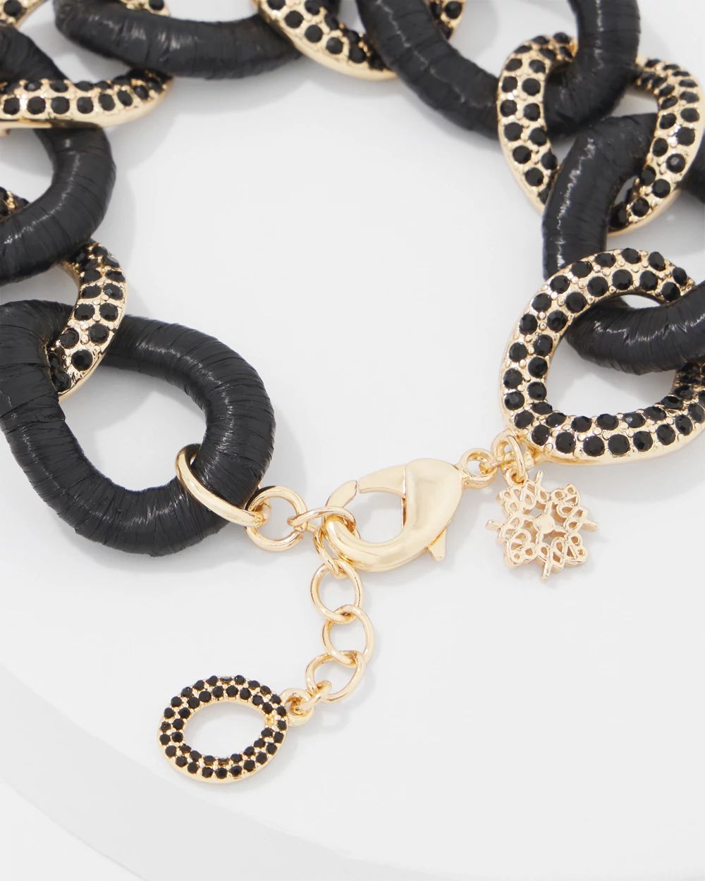 Black Raffia + Crystal Link Bracelet