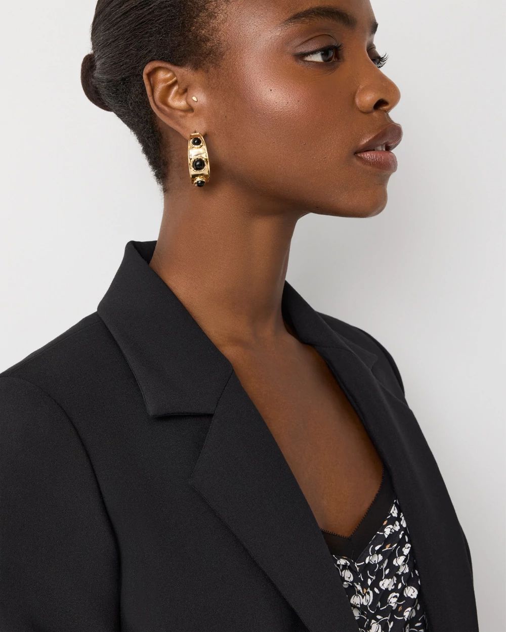 Black Cap Hoop Earrings