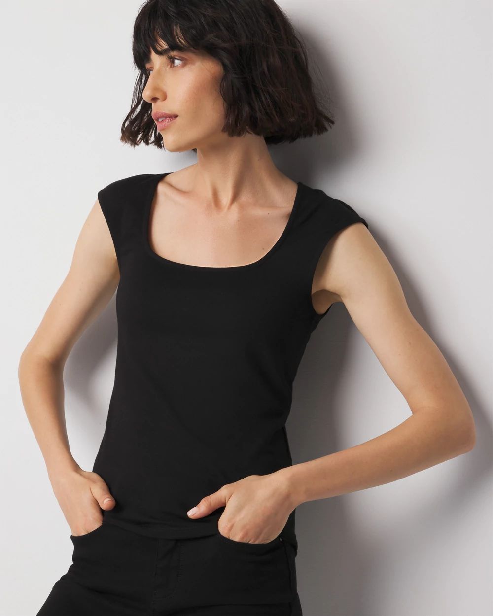 Cotton Modal Square Neck Tee