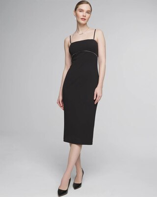 Sleeveless Crystal Trim Sheath Dress