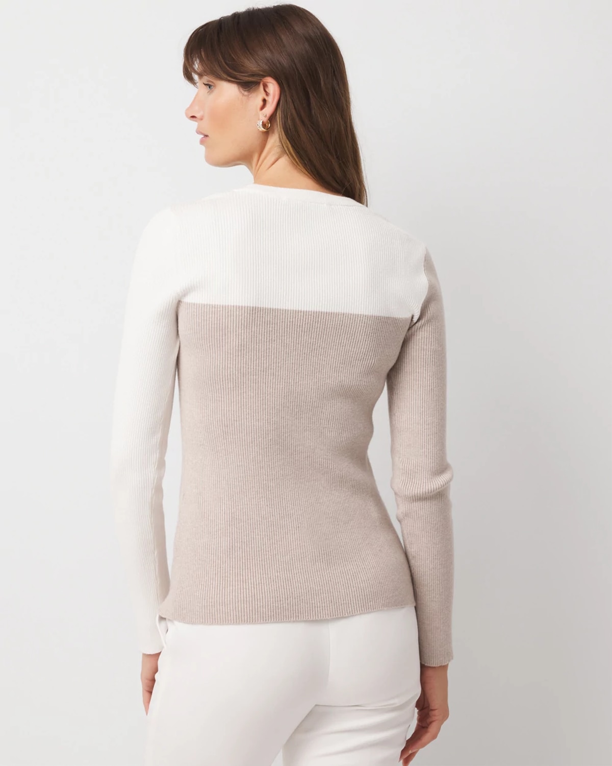 White House Black Market Square Colorblock Pullover Sweater In Neutral
