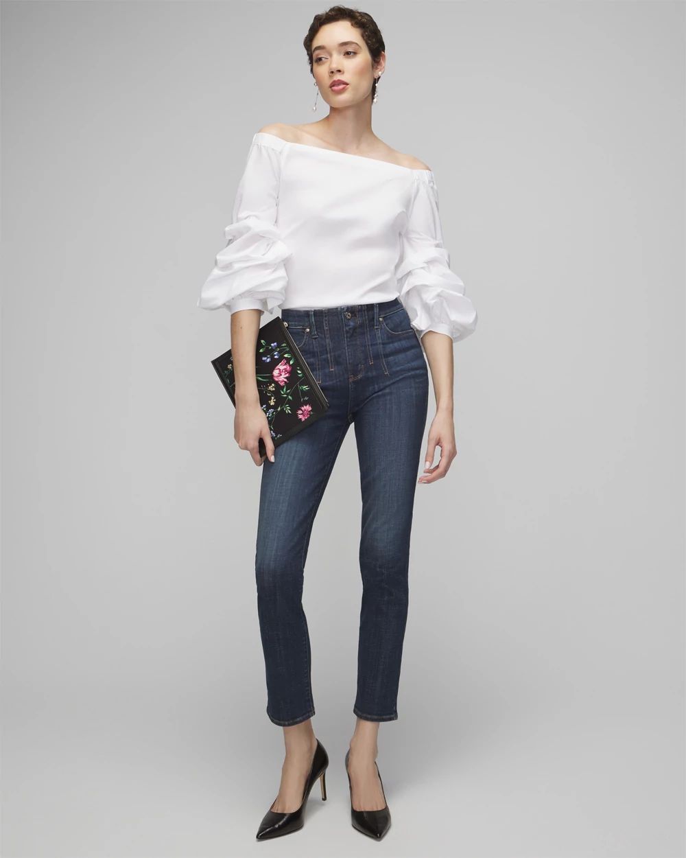 Long Sleeve Off-The-Shoulder Poplin Blouse