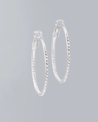 Crystal Double Pave Hoop Earrings