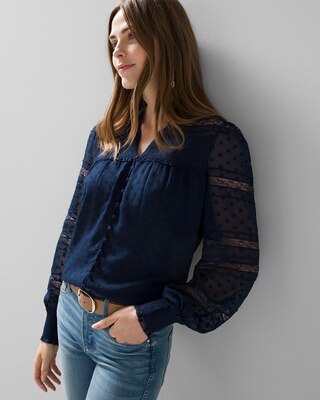 White Mixed Lace Blouse