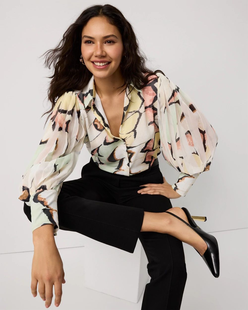 Petite Pleat Sleeve Shirt click to view larger image.