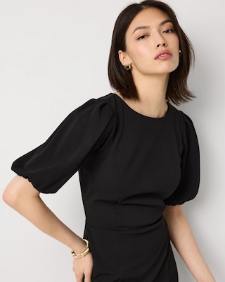 Puff Sleeve Midi Sheath Dress click to view larger image.