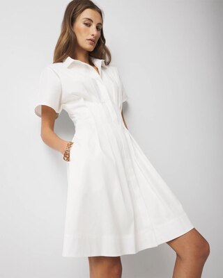 Petite Poplin Corset Shirt Dress