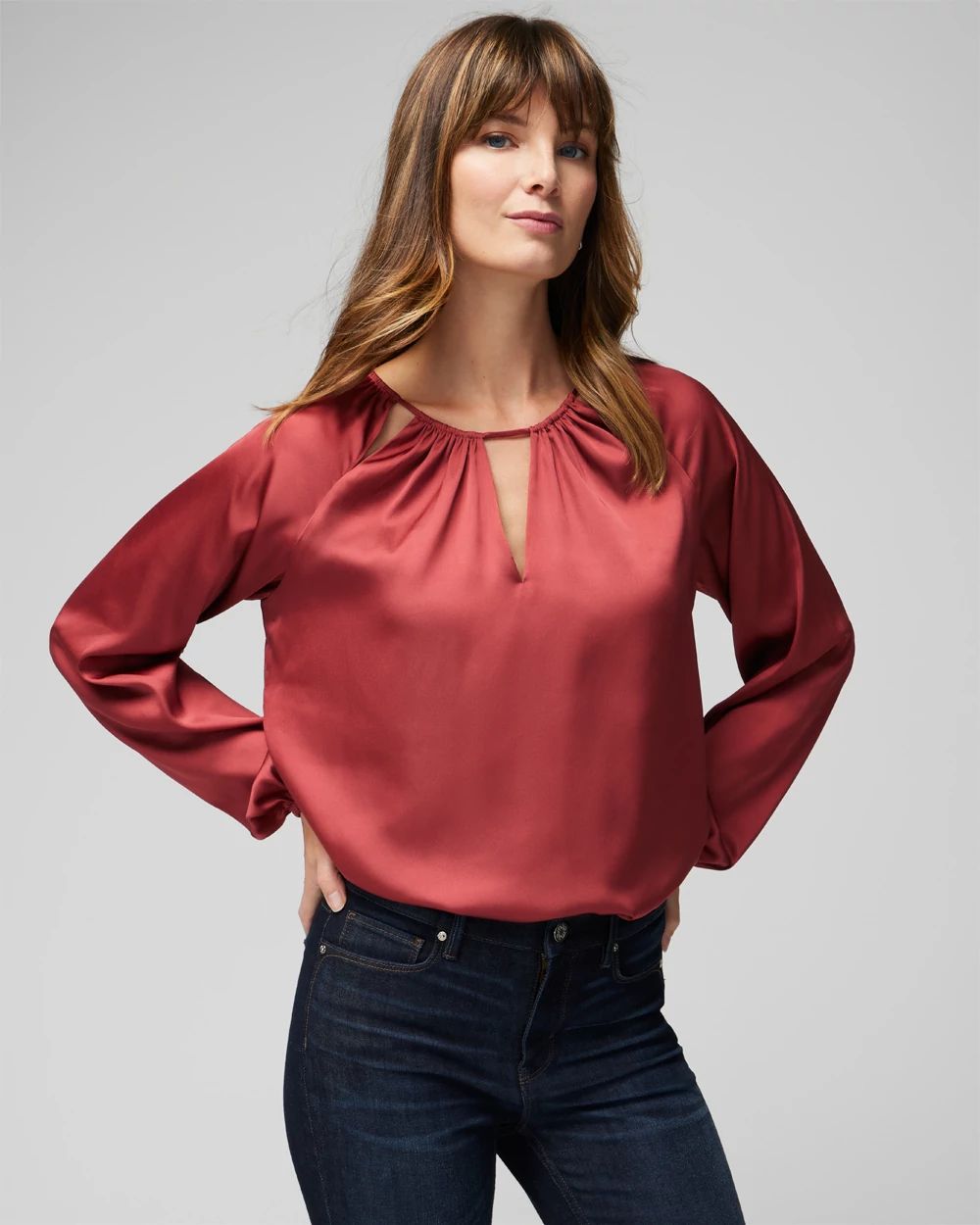 Long Sleeve Cutout Detail Blouse