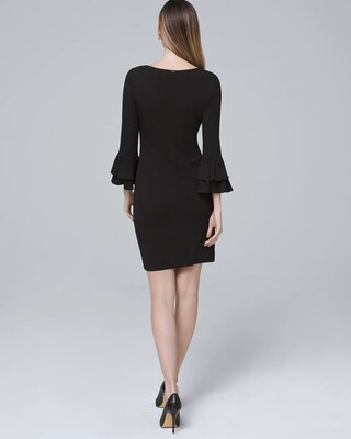 Tiered-Sleeve Knit Shift Dress
