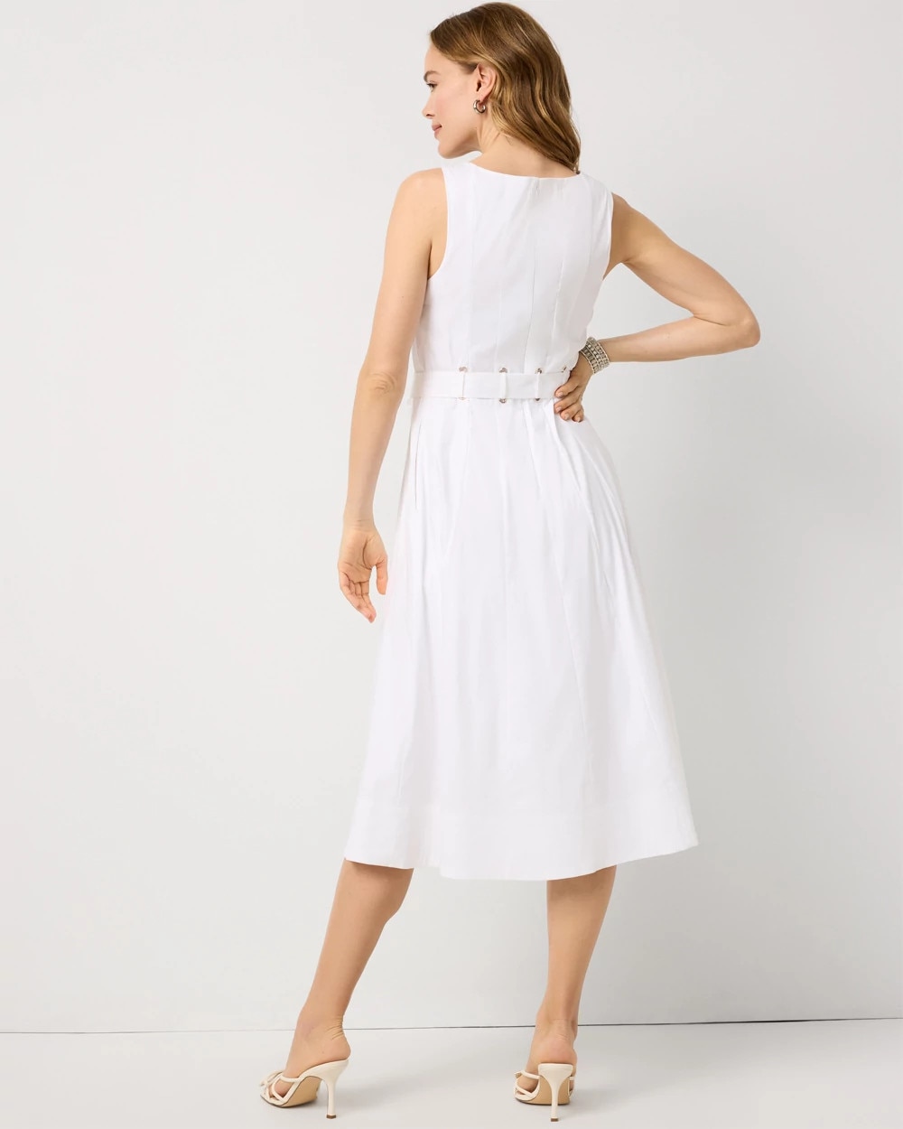 Poplin Notch V-neck Midi Dress - image 4