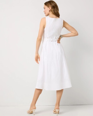 Poplin Notch V-neck Midi Dress click to view larger image.