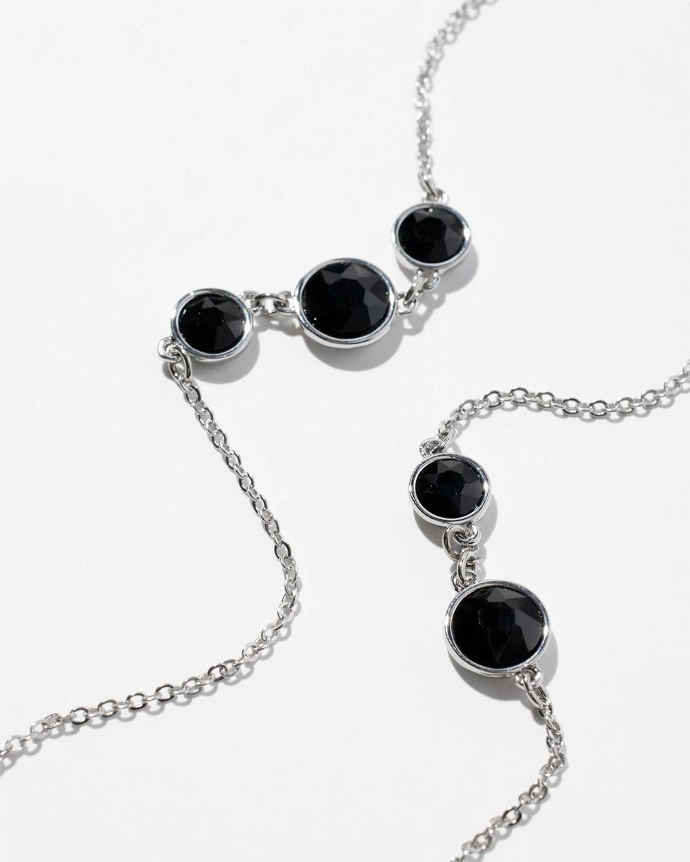 Silver Black Bezel Statement Necklace
