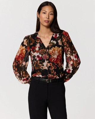 Petite Pleat Sleeve Chiffon Blouse