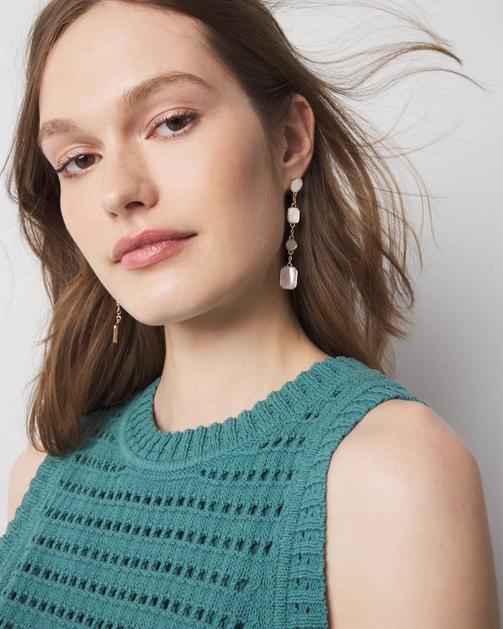 Mother of Pearl Linear Drop Earrings