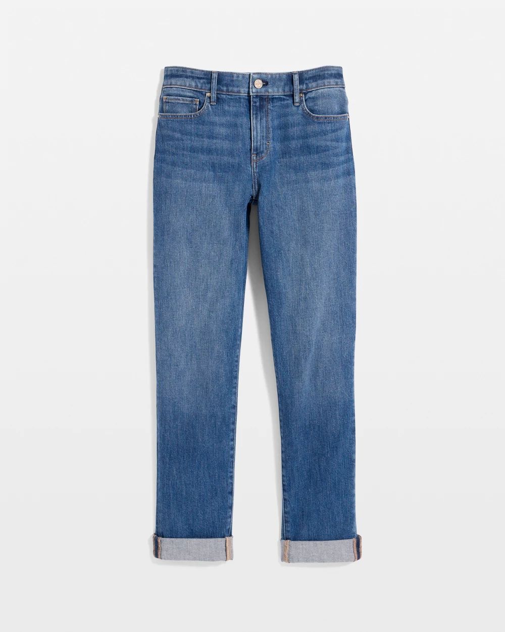Petite Mid Rise Girlfriend Ankle Jean