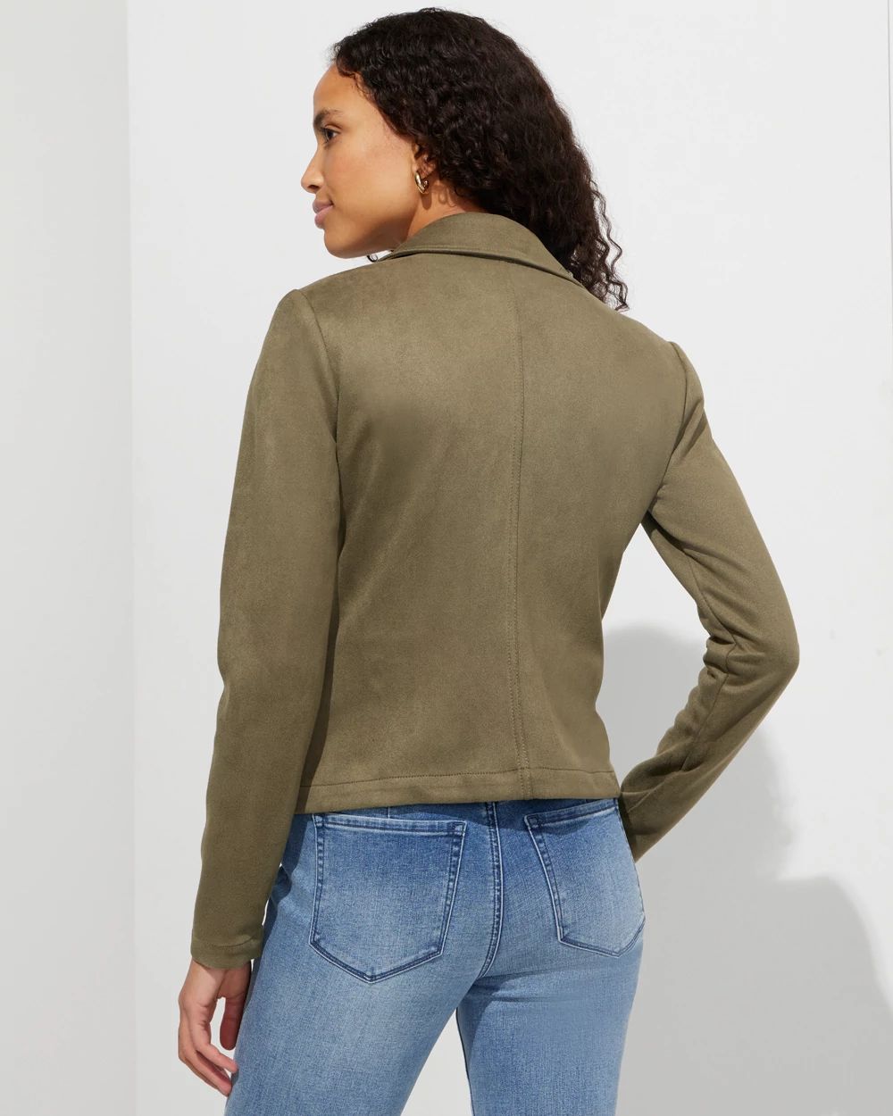 Outlet WHBM Long Sleeve Faux Suede Moto click to view larger image.