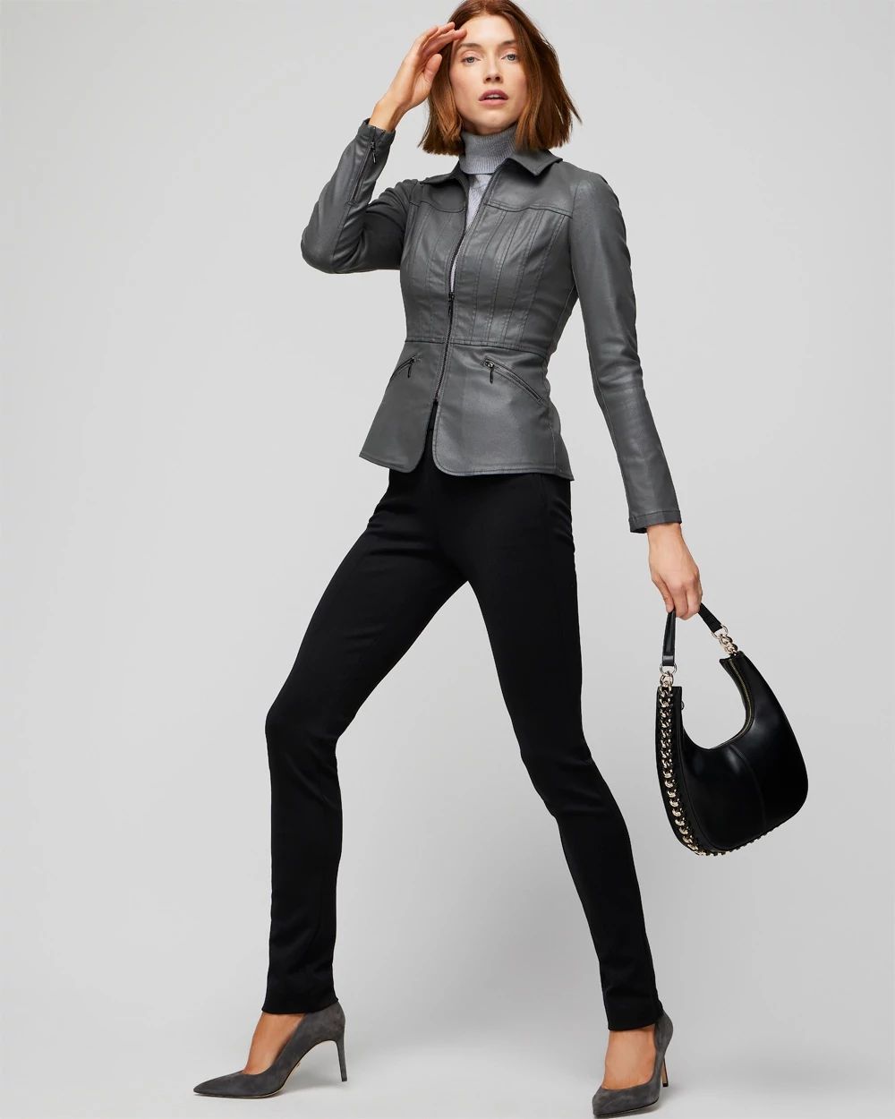 Seamed Coated Moto Jacket