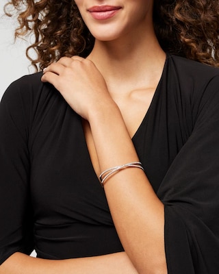 Silver Criss-Cross Hinge Bracelet