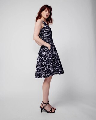 Sleeveless Bonded Lace Fit-and-Flare Dress