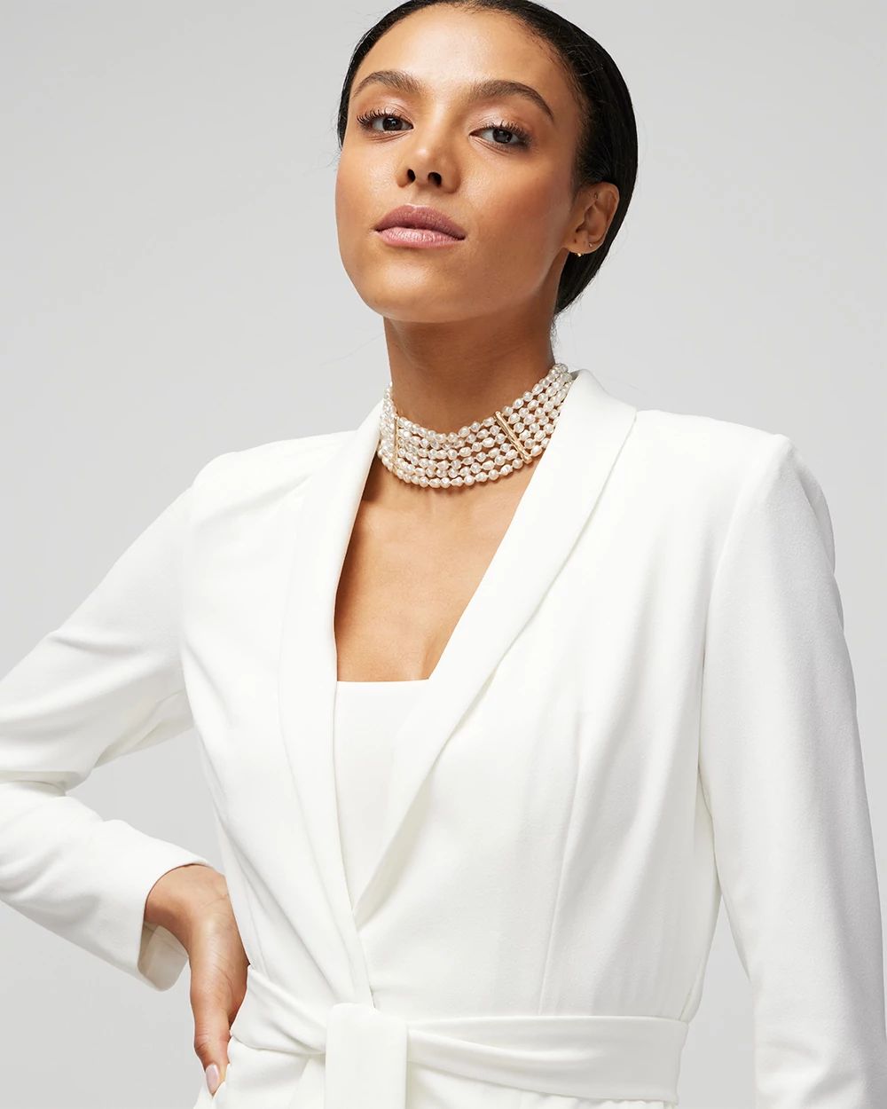 Goldtone and Faux Pearl Collar Necklace