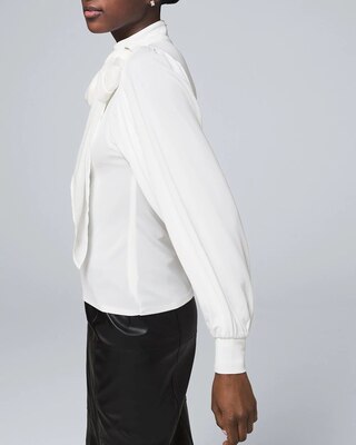 Mixed-Media Bow Blouse