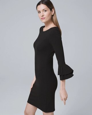 Tiered-Sleeve Knit Shift Dress