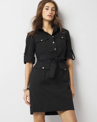 Long-Sleeve Utility Mini Shirt Dress
