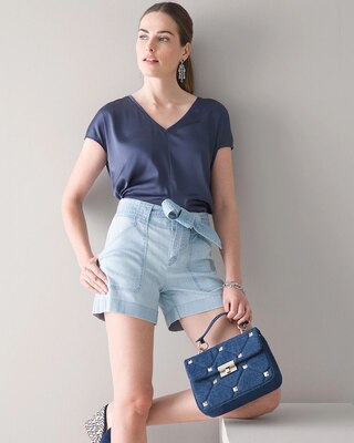 High-Rise Tencel Utility Shorts