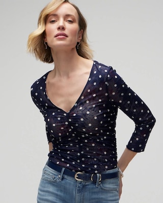 3/4 Sleeve Reversible Mesh Top