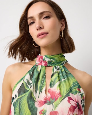 Chiffon Tie-Neck Keyhole Halter Top click to view larger image.