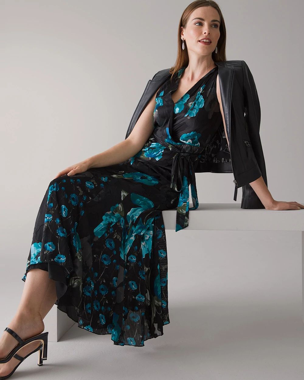 Sleeveless Floral Burnout Midi Dress
