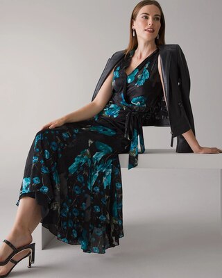 Sleeveless Floral Burnout Midi Dress