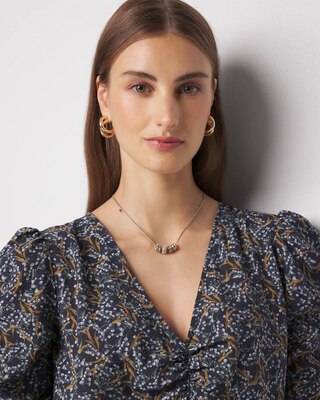 Petite 3/4 Sleeve Ruched Blouse click to view larger image.