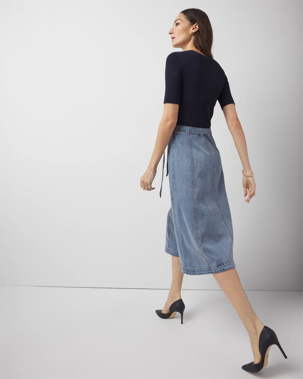 Petite Sweater + Denim Midi Dress