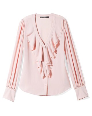 Long Sleeve Ruffle Front Blouse