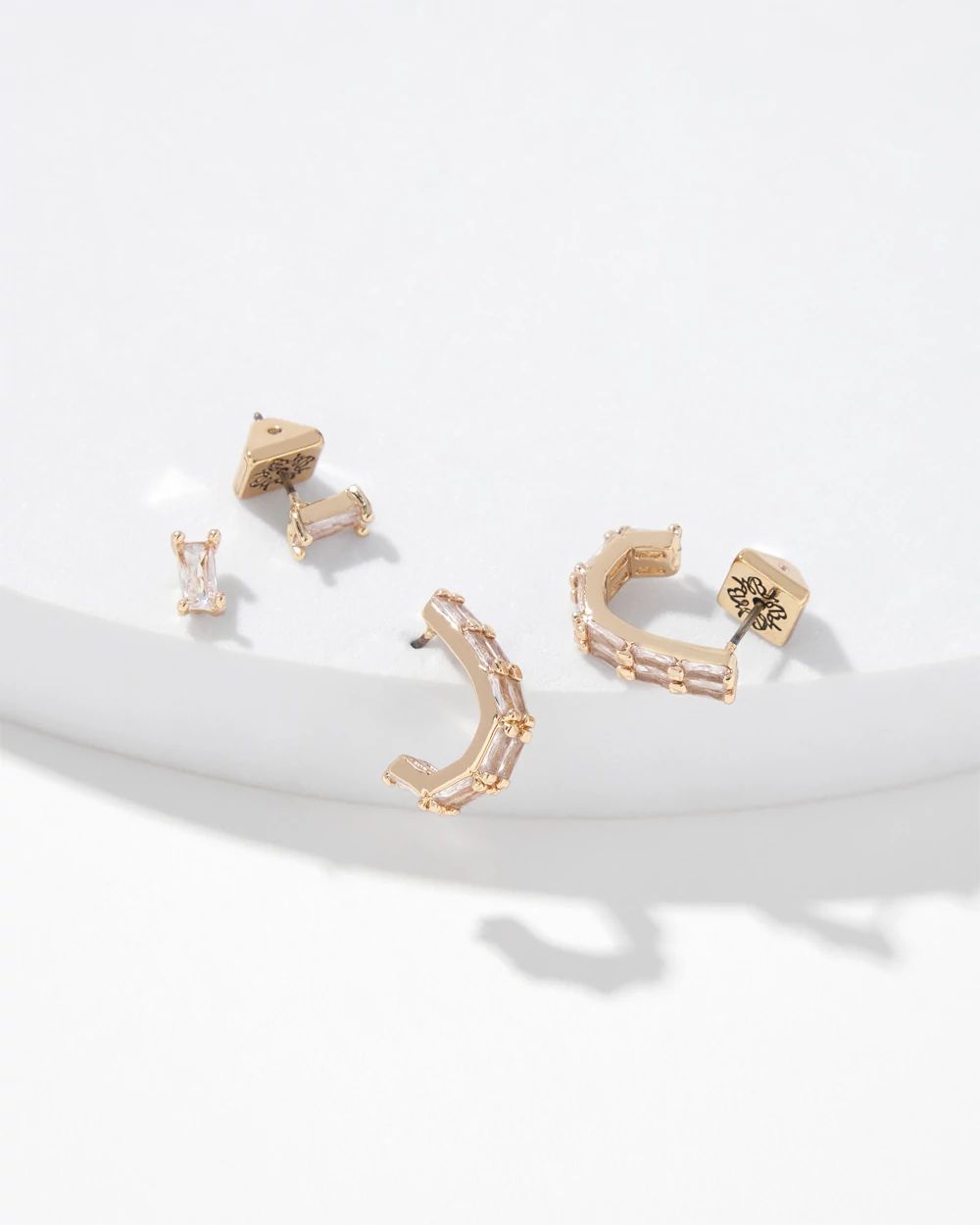 Gold Baguette Earring Set