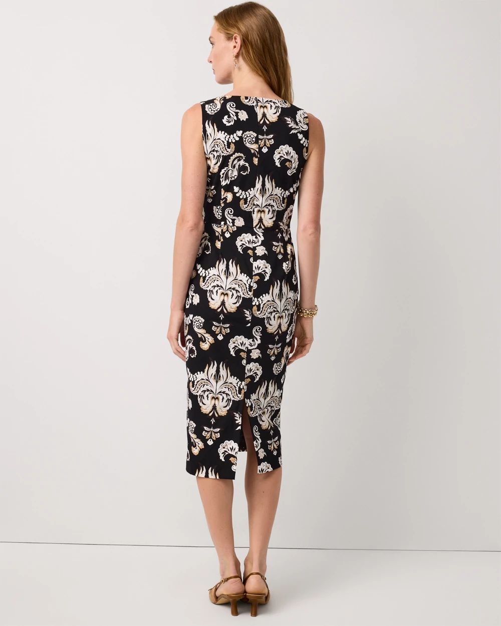 Poplin V-neck Midi Dress click to view larger image.