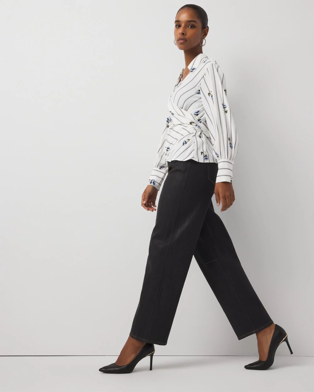 Petite Clear Coated Extra High Rise Barrel Jean click to view larger image.