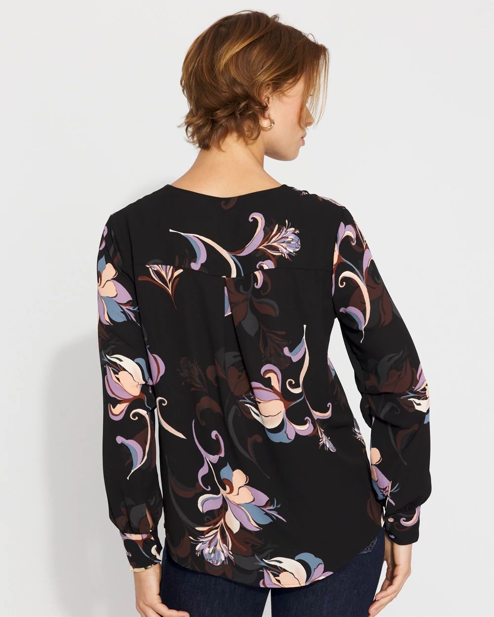 Long-Sleeve Button-Up Blouse click to view larger image.