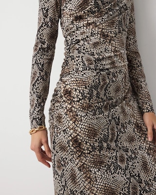 Asymmetrical Mockneck Bodycon Dress click to view larger image.