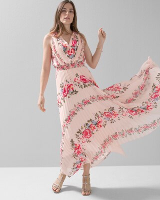 Sleeveless Smocked Pleated Midi Dress