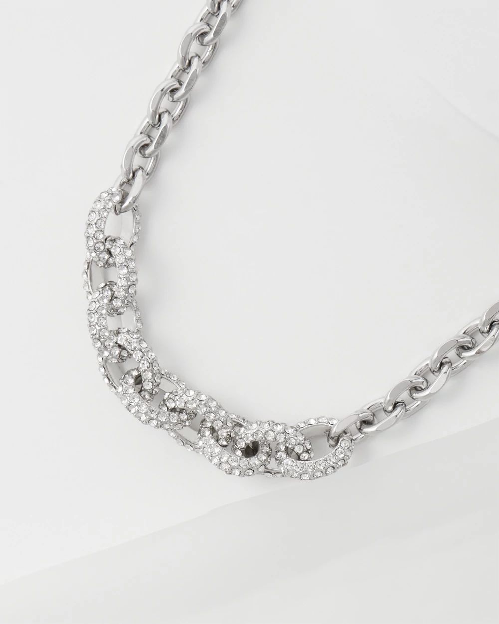 Silvertone Pavé Link Collar Necklace