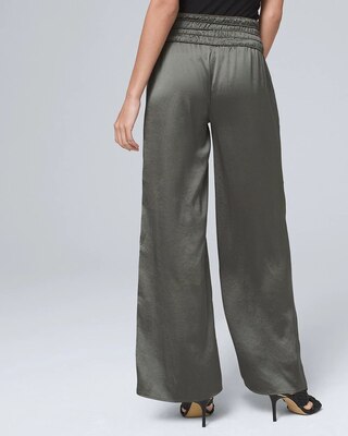 Smocked Wide-Leg Pants